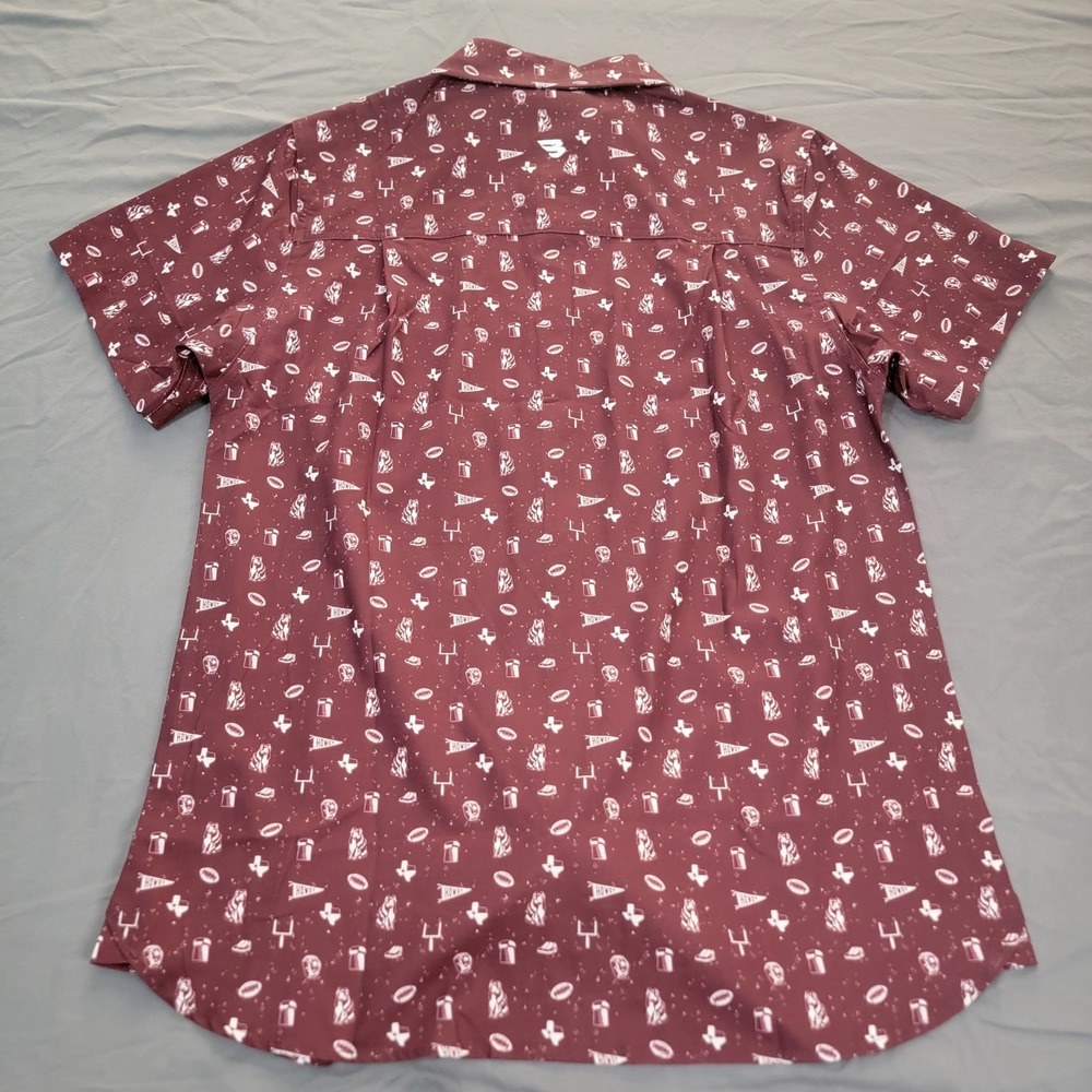 Texas A&M Aggies Burlebo Shirt Mens Medium Button Up All Over Print SS AOP - Picture 3 of 6